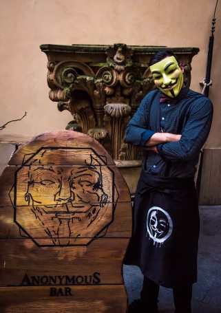 AUG 2015- The staff is friendly at the Anonymous Bar in downtown Prague, Czech Republic.